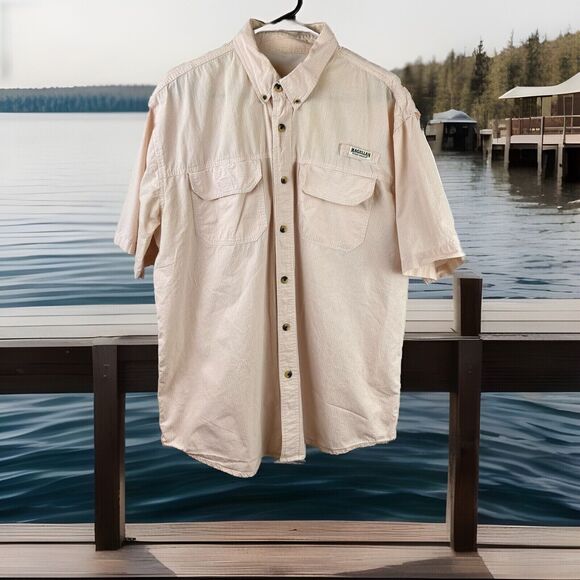 Magellan Men's Button Down Shirt Vented Fishing Cotton Pale Pink Check  Large - Picture 1 of 7